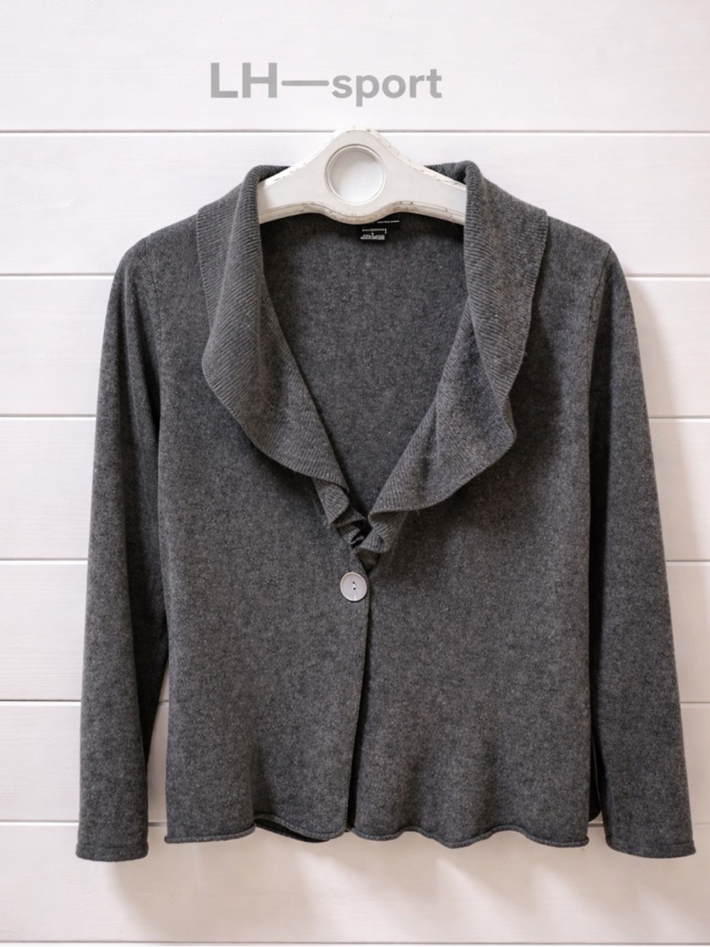 LH SPORT – Grey 100% Cashmere Cardigan (L)